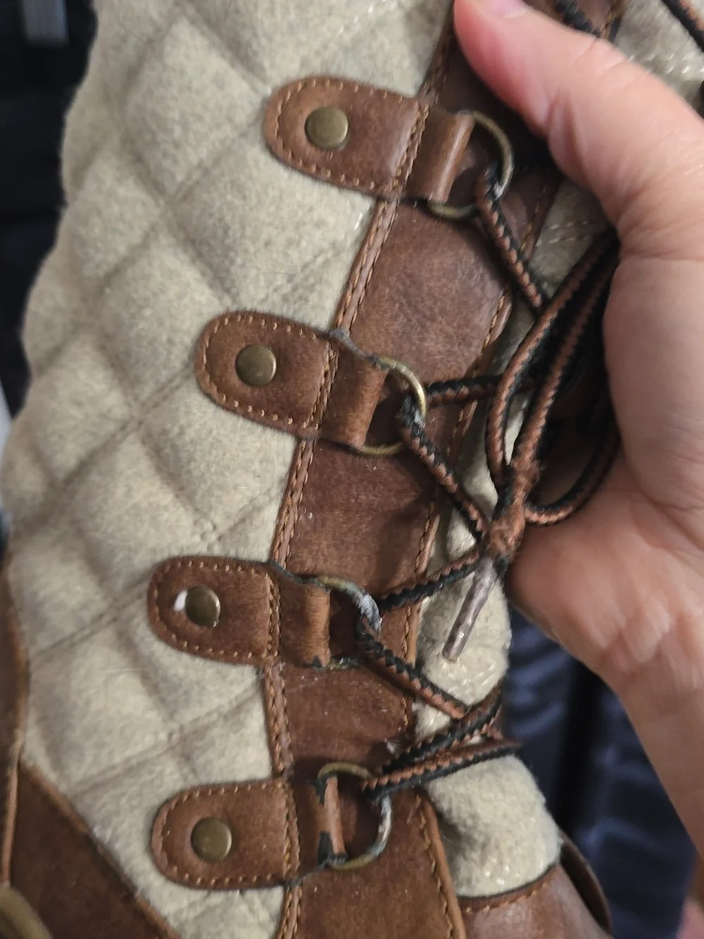 Global Win‎ Brown and Cream Faux-Shearling Lace-Up Winter Boots